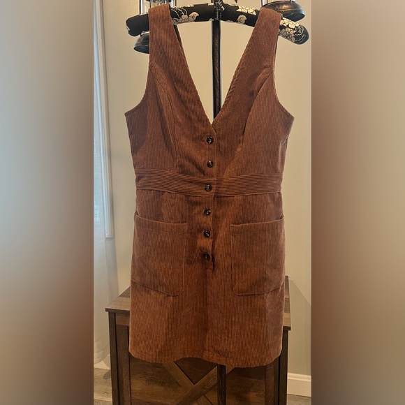 SHEIN Privé Single Breasted Patch Pocket Cord Overall Dress Women’s size Small - Picture 2 of 5